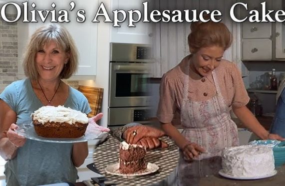 The Waltons – in the kitchen with Judy Norton (Mary Ellen) as she makes Olivia’s Applesauce Cake with Jane’s Whisky frosting.  A little “recipe” in the “recipe”.